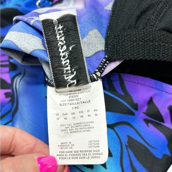 MIRACLESUIT Colorful Ruching Swim Suit Size 10 - Picture 6 of 9